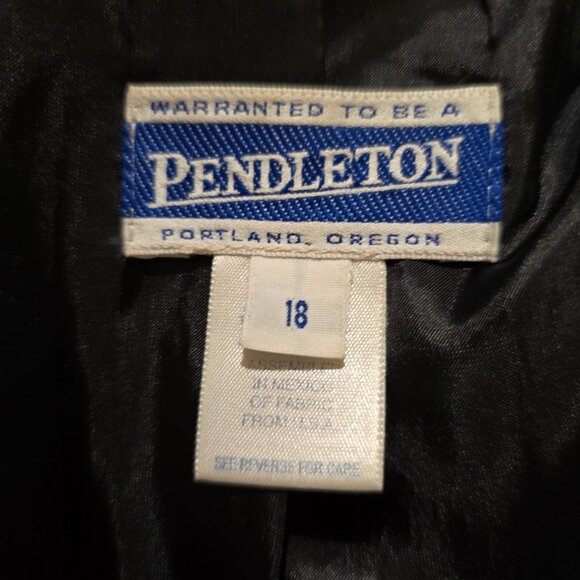 Pendleton Vintage Women's Wool Blazer Single Button Tan Black Plus Size 18 - Picture 7 of 8